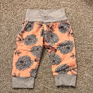 Kids Peach Floral Lounge Pants - Gray Waistband